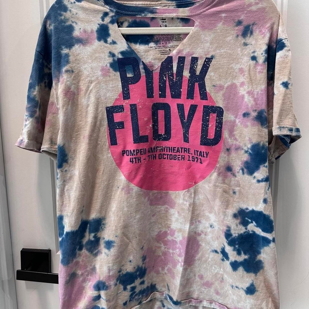 Pink Floyd Tie Dye Graphic Tee Shirt Pompeii 1971 Rock Band Mens Large